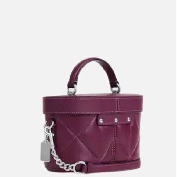Coach CM733 Kay Crossbody with Puffy Diamond Quilting Leather Deep Berry NWT - Picture 2 of 5